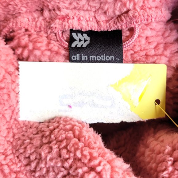 NWT All IN MOTION Pale Salmon Teddy Bear Fleece Cropped Top Jacket M - Picture 3 of 3